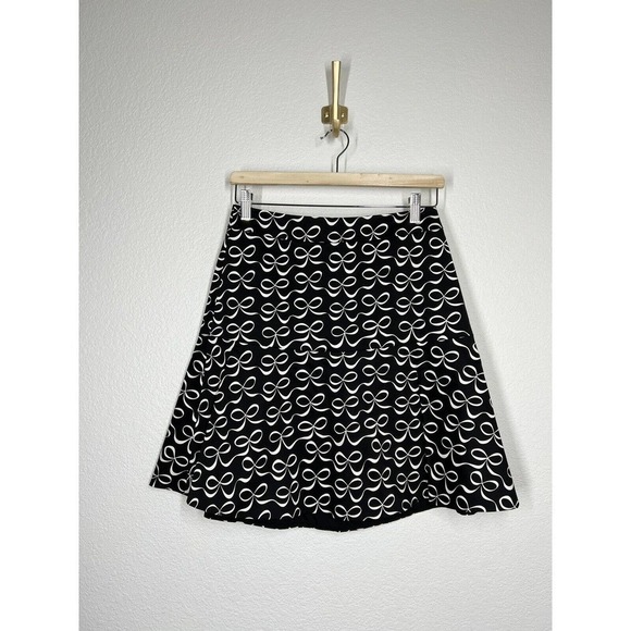 kate spade Dresses & Skirts - Kate Spade 4 Ribbon Bow Flared Skirt Black White